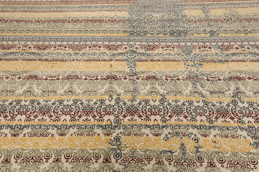 8x10 Ivory, Blue Hand Knotted 100% Wool Peshawar Transitional Oriental Area Rug - Look Good Store