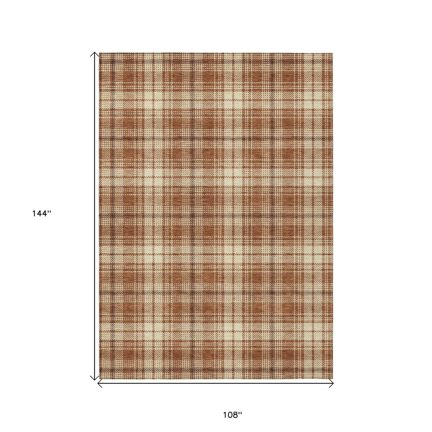 9' X 12' Brown Black And Beige Plaid Washable Indoor Outdoor Area Rug - Look Good Store