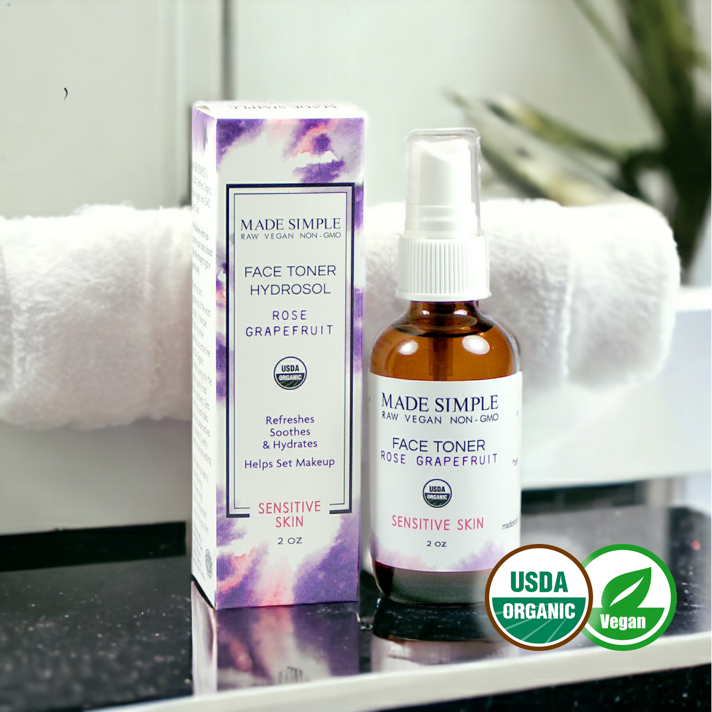 Rose Grapefruit Face Toner for Sensitive Skin - Certified Organic, Vegan & Cruelty-free - Look Good Store