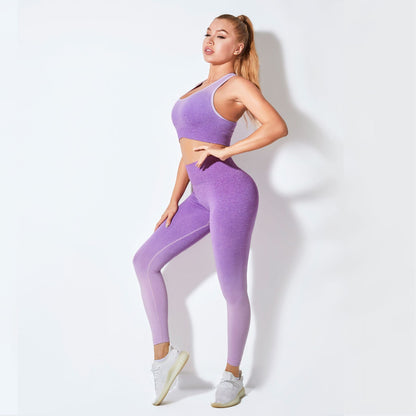 Dyed Gradient Yoga Bra & Trousers Suit - Look Good Store