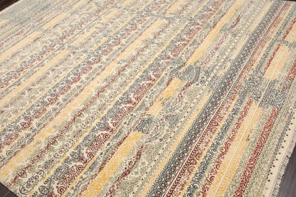 8x10 Ivory, Blue Hand Knotted 100% Wool Peshawar Transitional Oriental Area Rug - Look Good Store