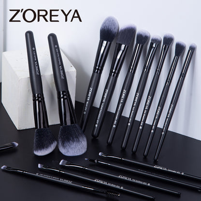 ZOREYA 15-Piece Makeup Brush Set with Black Handles - Look Good Store
