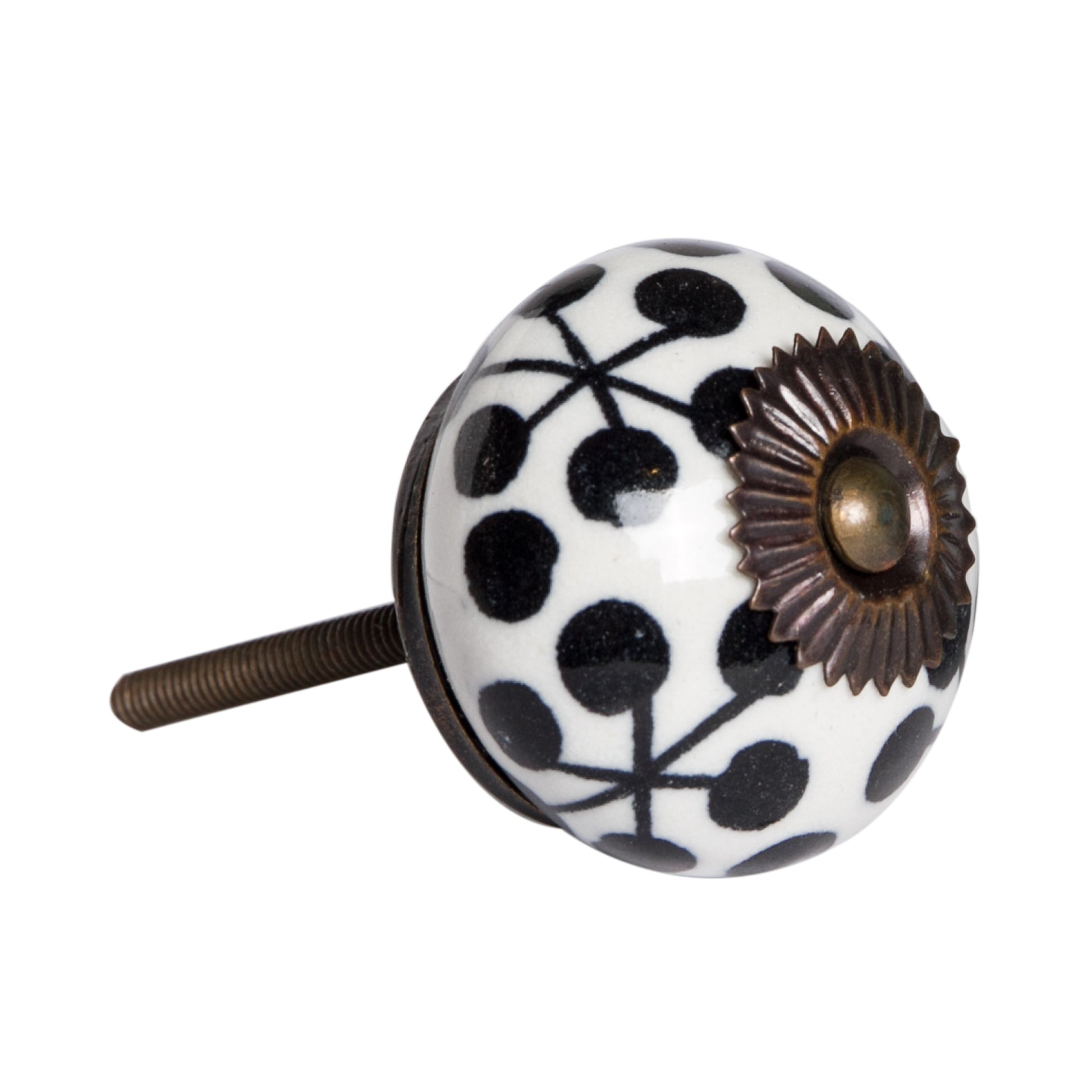 Set of Twelve Black White And Copper Ceramic Geometric Drawer Pull Knobs - Look Good Store