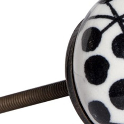 Set of Twelve Black White And Copper Ceramic Geometric Drawer Pull Knobs - Look Good Store