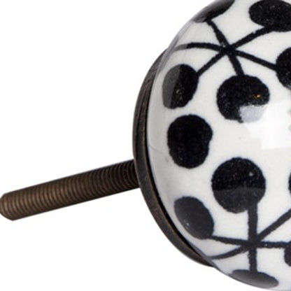 Set of Twelve Black White And Copper Ceramic Geometric Drawer Pull Knobs - Look Good Store