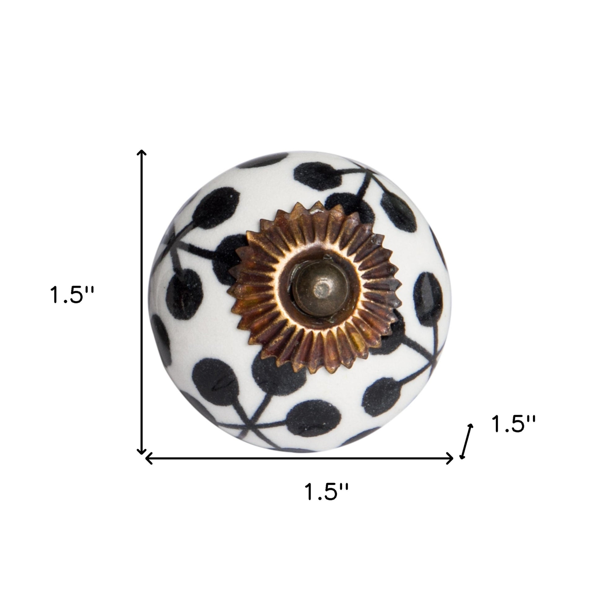 Set of Twelve Black White And Copper Ceramic Geometric Drawer Pull Knobs - Look Good Store