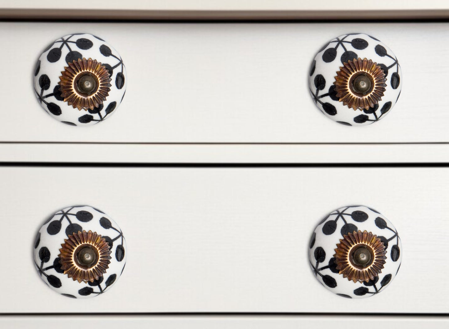 Set of Twelve Black White And Copper Ceramic Geometric Drawer Pull Knobs - Look Good Store