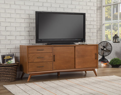 64" Brown TV Stand with Drawers and Sliding Door - Look Good Store
