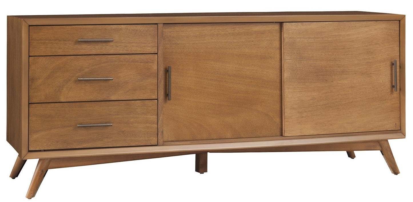 64" Brown TV Stand with Drawers and Sliding Door - Look Good Store