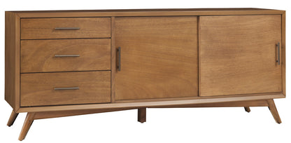 64" Brown TV Stand with Drawers and Sliding Door - Look Good Store