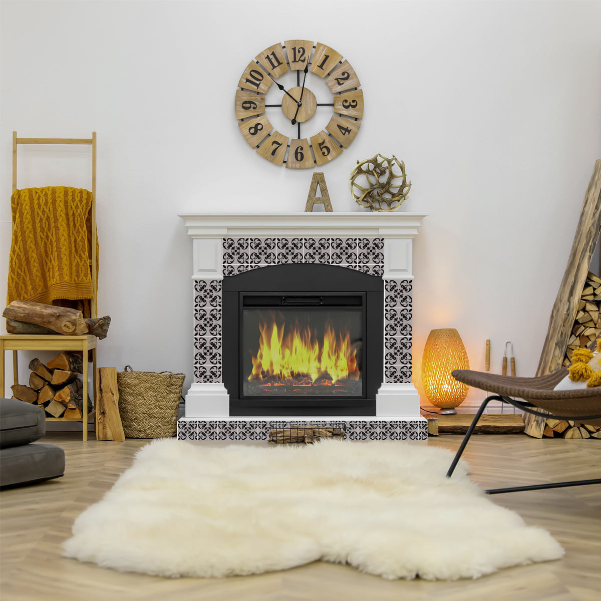 12" X 12" Black and White Orchid Peel and Stick Removable Tiles - Look Good Store