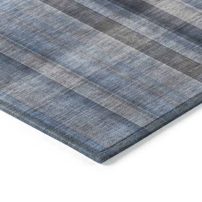 5' X 8' Blue Plaid Washable Non Skid Indoor Outdoor Area Rug - Look Good Store