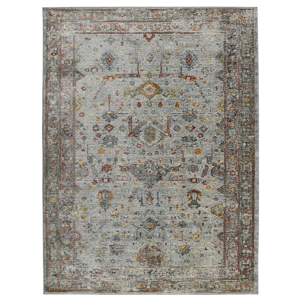 3' X 5' Gray Rust And Brown Medallion Area Rug - Look Good Store