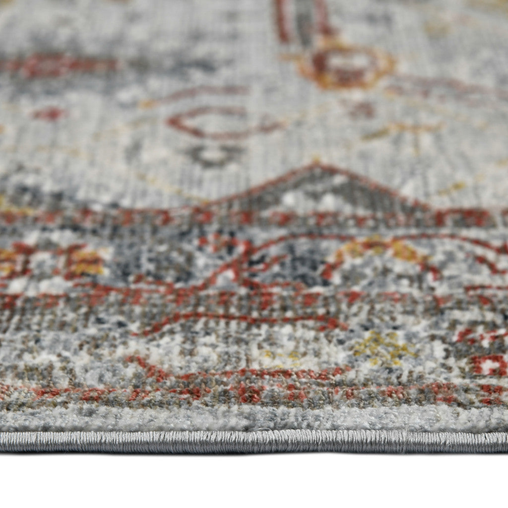 3' X 5' Gray Rust And Brown Medallion Area Rug - Look Good Store