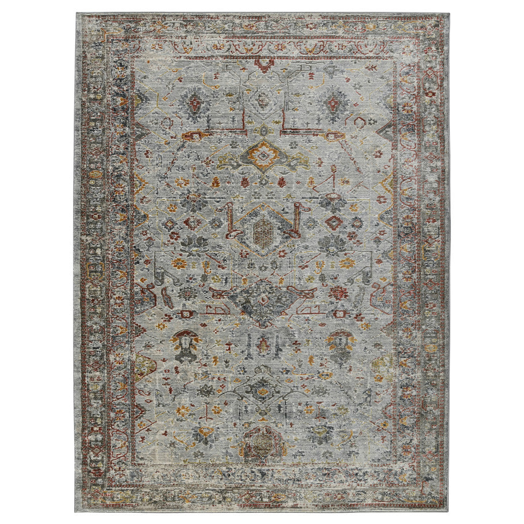 3' X 5' Gray Rust And Brown Medallion Area Rug - Look Good Store