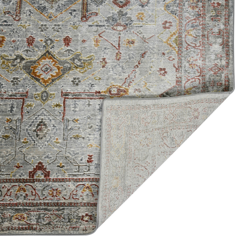 3' X 5' Gray Rust And Brown Medallion Area Rug - Look Good Store