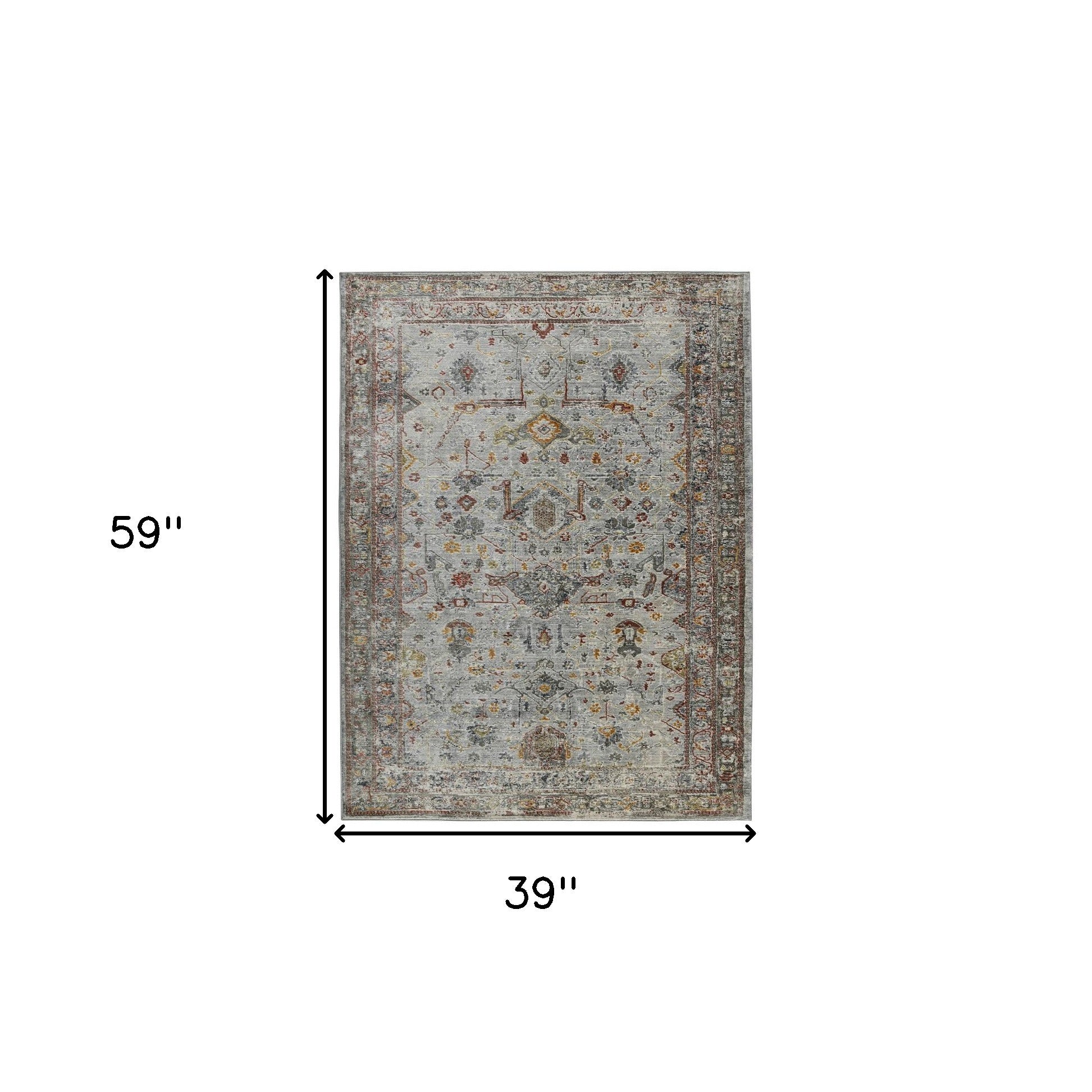 3' X 5' Gray Rust And Brown Medallion Area Rug - Look Good Store