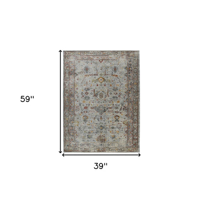 3' X 5' Gray Rust And Brown Medallion Area Rug - Look Good Store