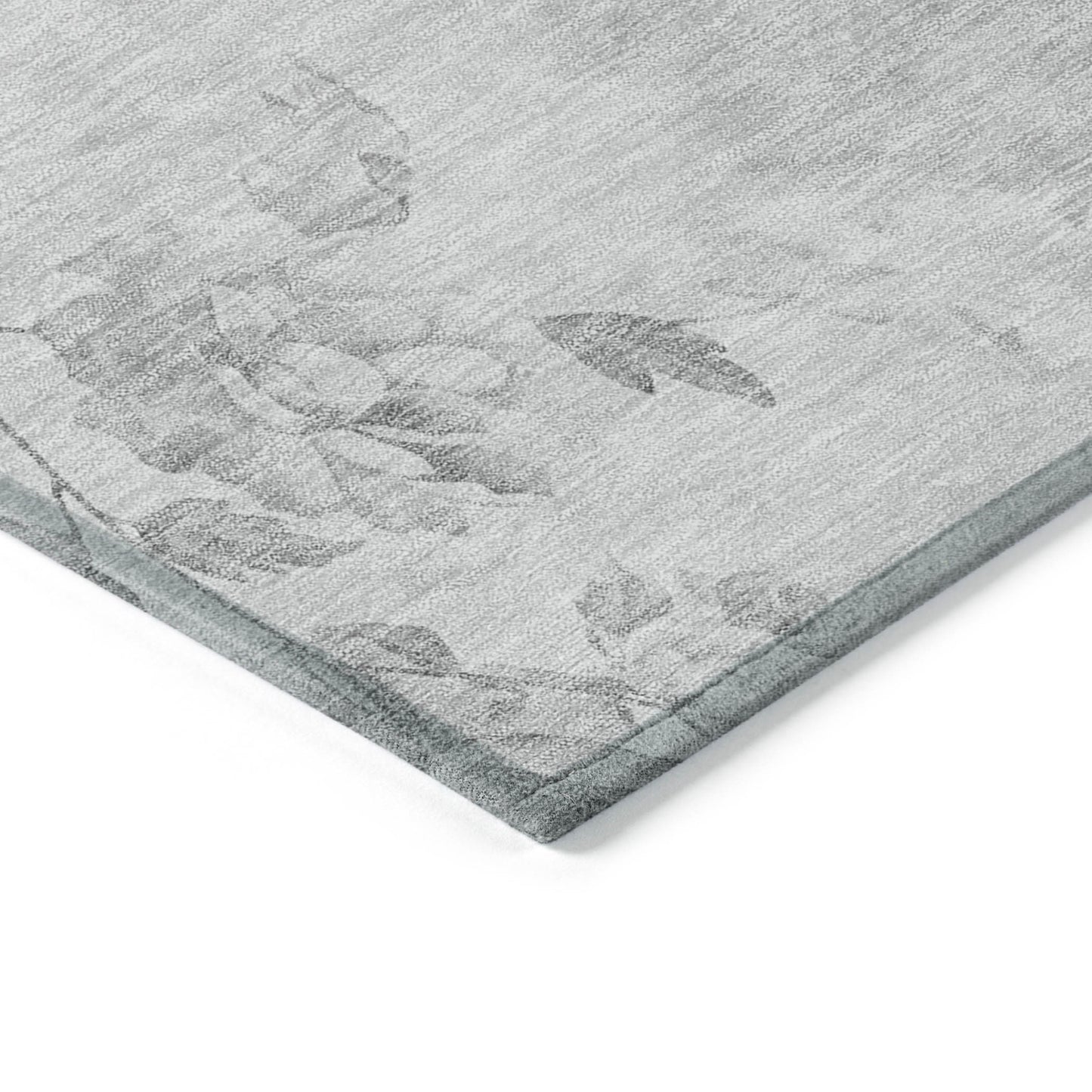 9' X 12' Gray Charcoal And Silver Floral Washable Indoor Outdoor Area Rug - Look Good Store