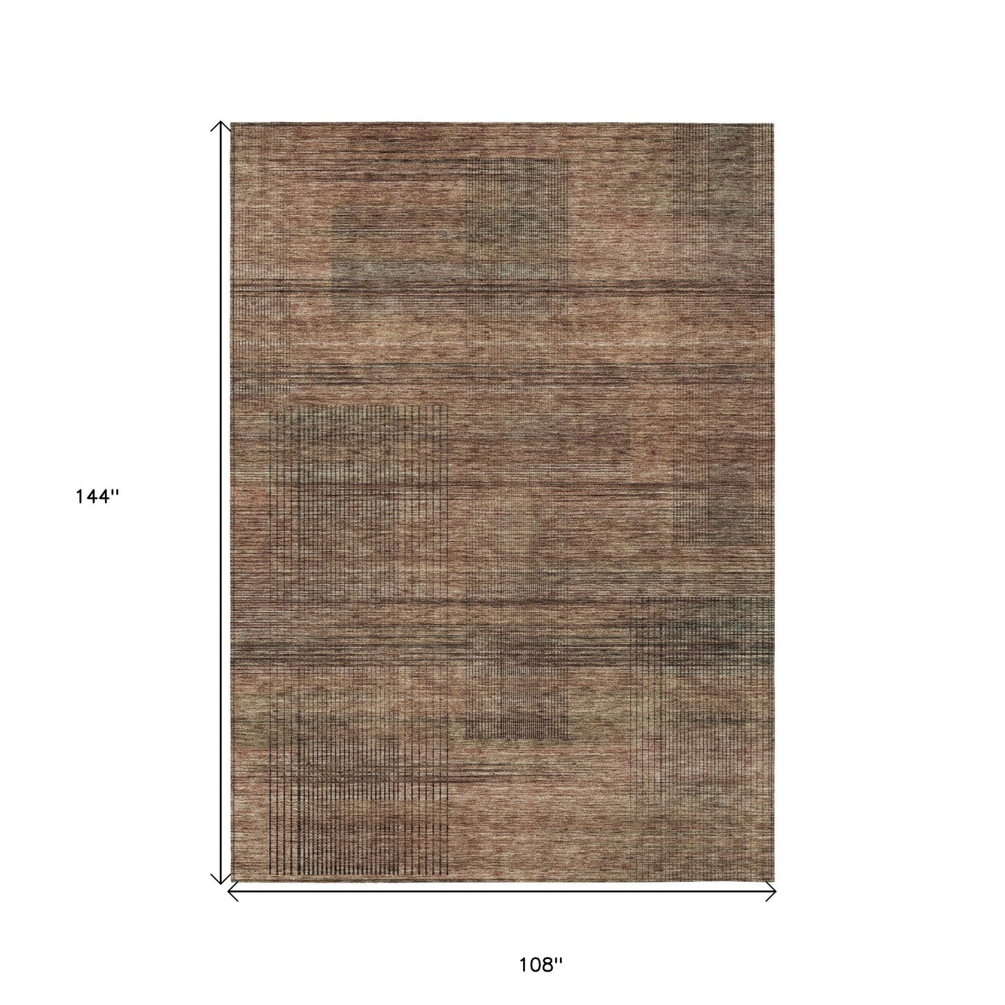 9' X 12' Orange Copper And Brown Striped Washable Indoor Outdoor Area Rug - Look Good Store