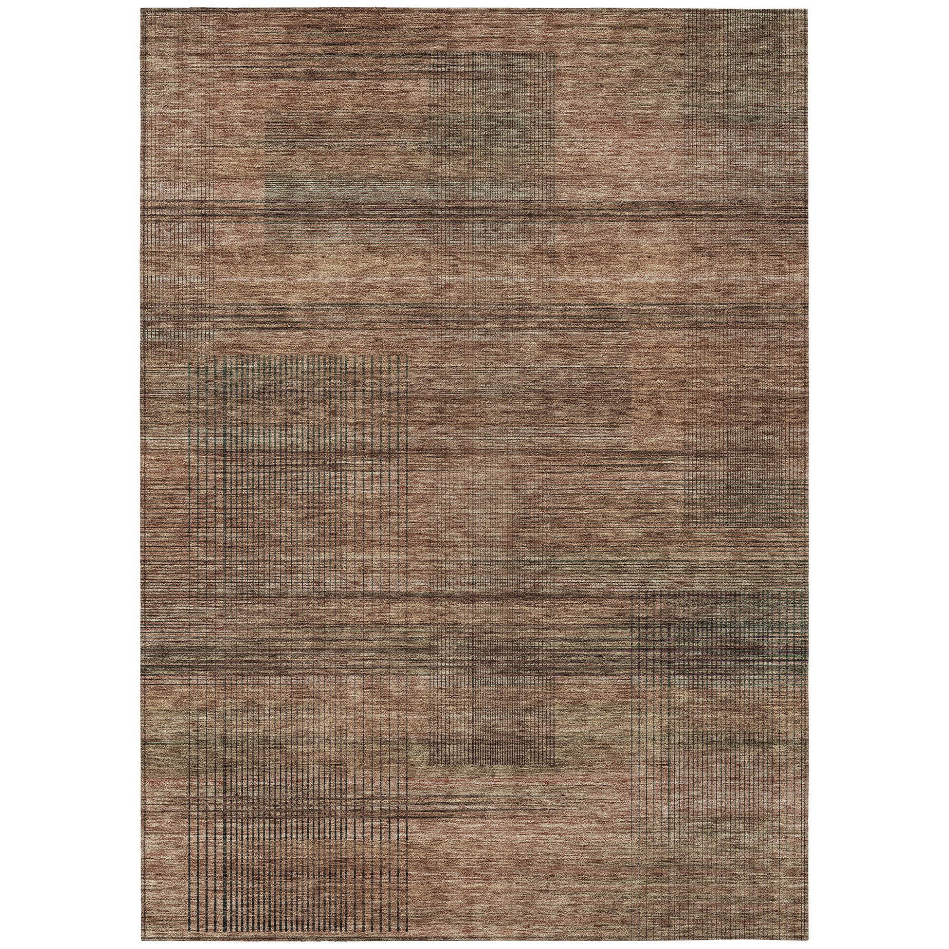 9' X 12' Orange Copper And Brown Striped Washable Indoor Outdoor Area Rug - Look Good Store