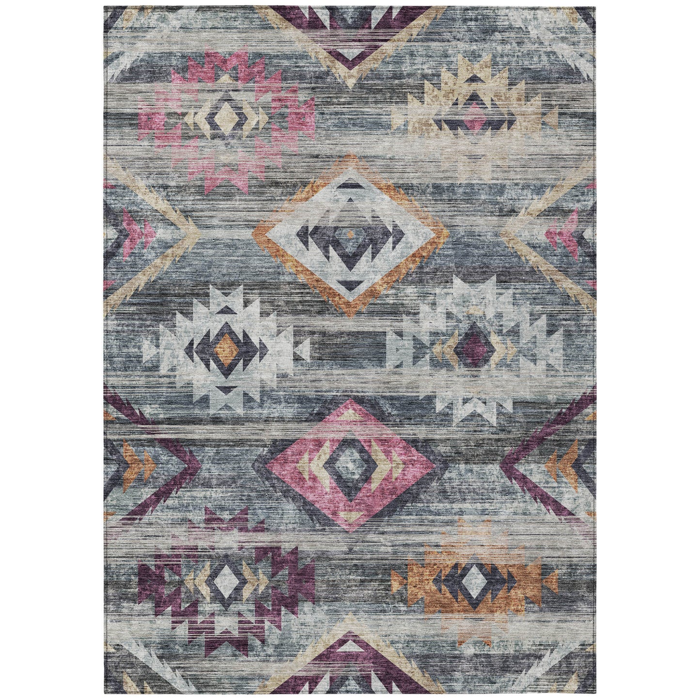 8' X 10' Gray Charcoal And Silver Southwestern Washable Indoor Outdoor Area Rug - Look Good Store