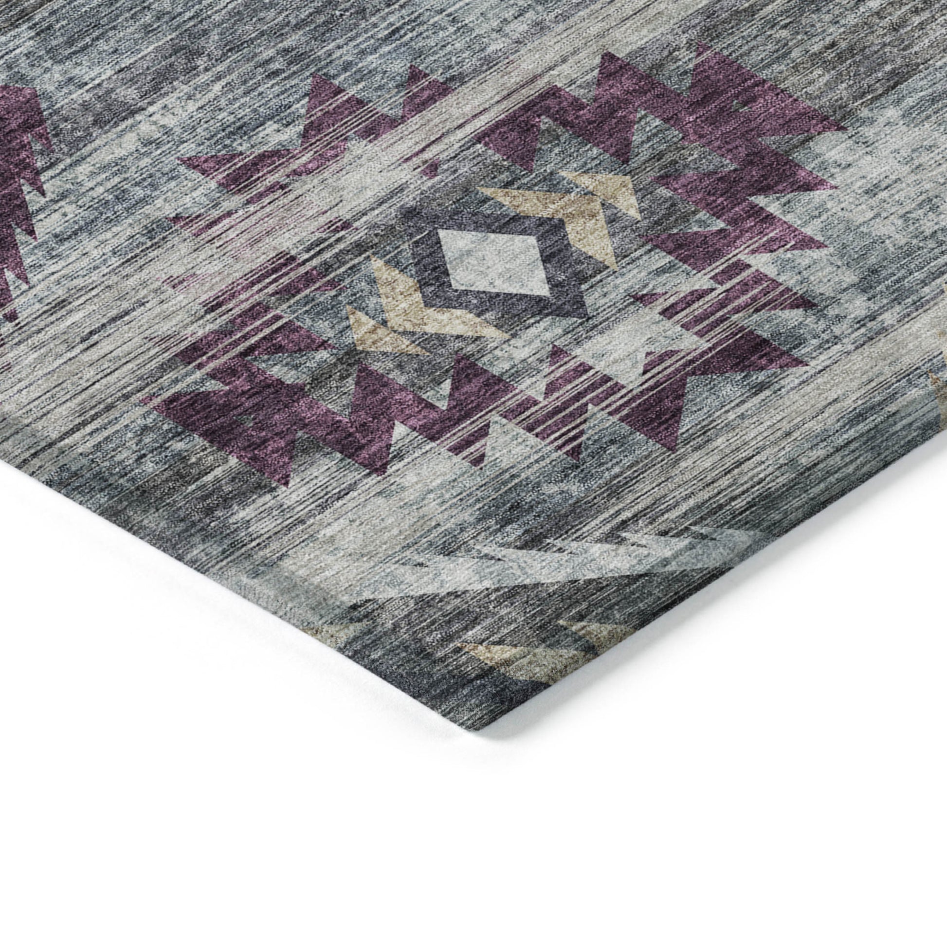 8' X 10' Gray Charcoal And Silver Southwestern Washable Indoor Outdoor Area Rug - Look Good Store
