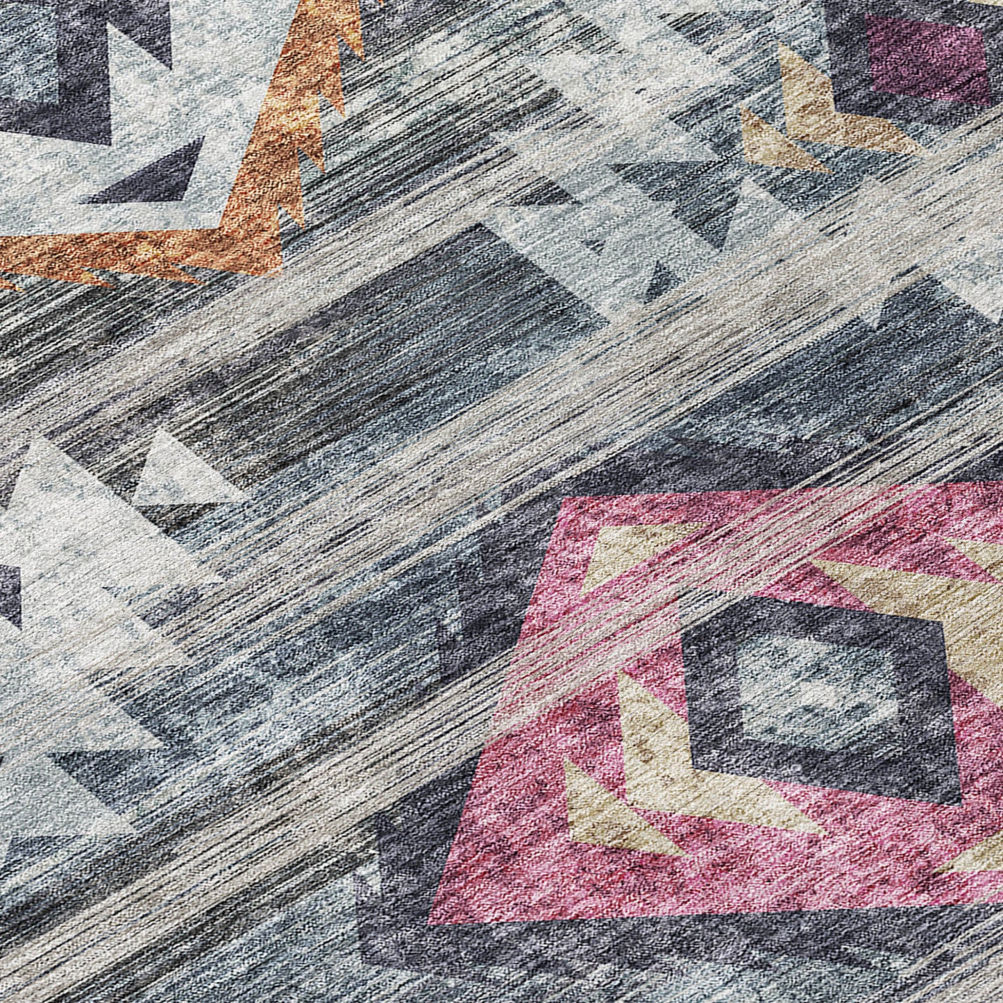 8' X 10' Gray Charcoal And Silver Southwestern Washable Indoor Outdoor Area Rug - Look Good Store