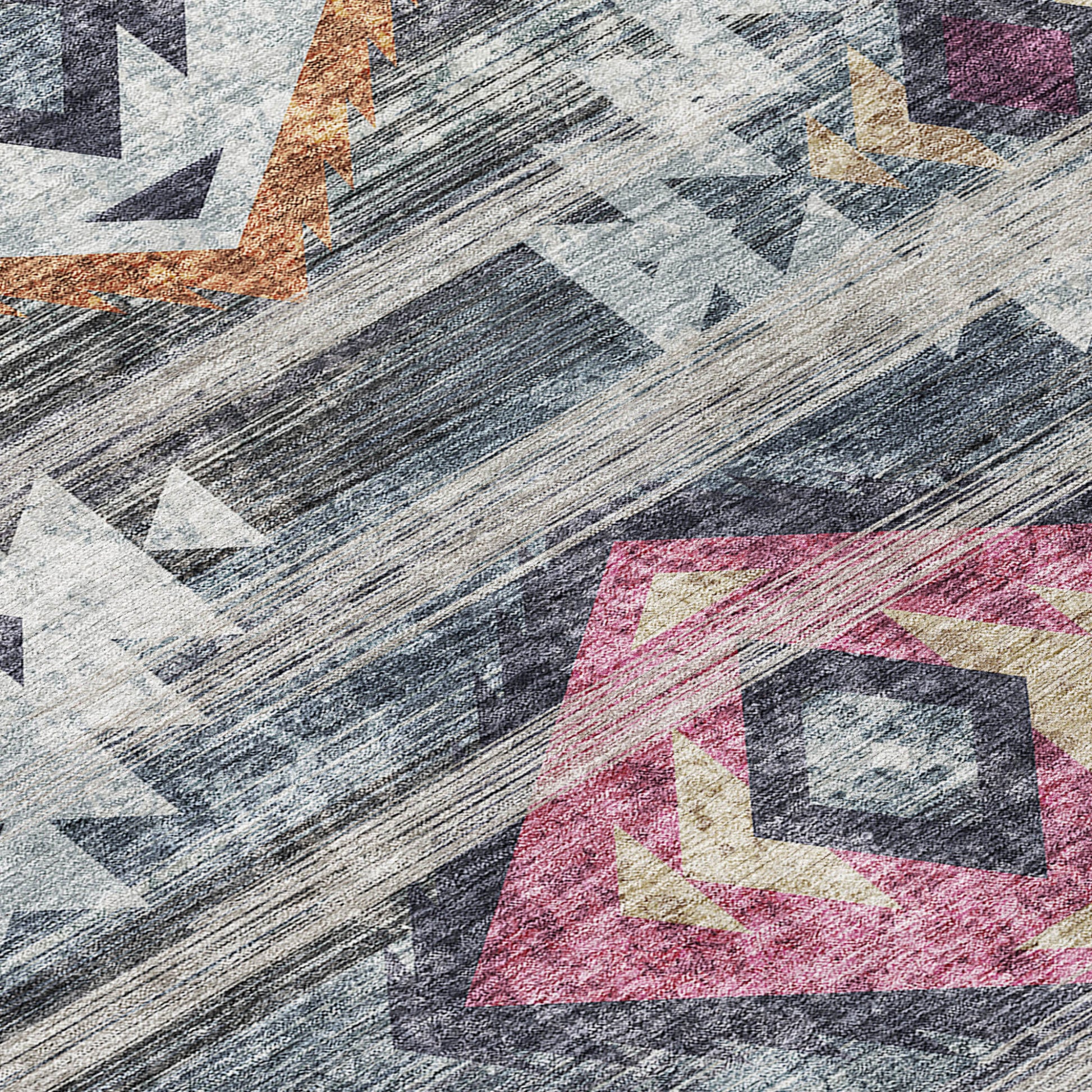 8' X 10' Gray Charcoal And Silver Southwestern Washable Indoor Outdoor Area Rug - Look Good Store