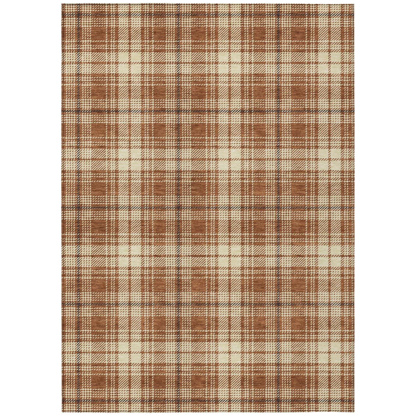 9' X 12' Brown Black And Beige Plaid Washable Indoor Outdoor Area Rug - Look Good Store