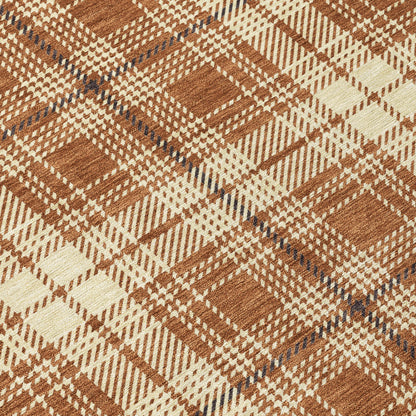 9' X 12' Brown Black And Beige Plaid Washable Indoor Outdoor Area Rug - Look Good Store