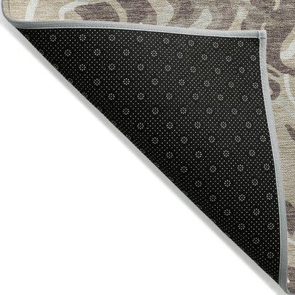 9' X 12' Beige Brown And Ivory Abstract Washable Indoor Outdoor Area Rug - Look Good Store