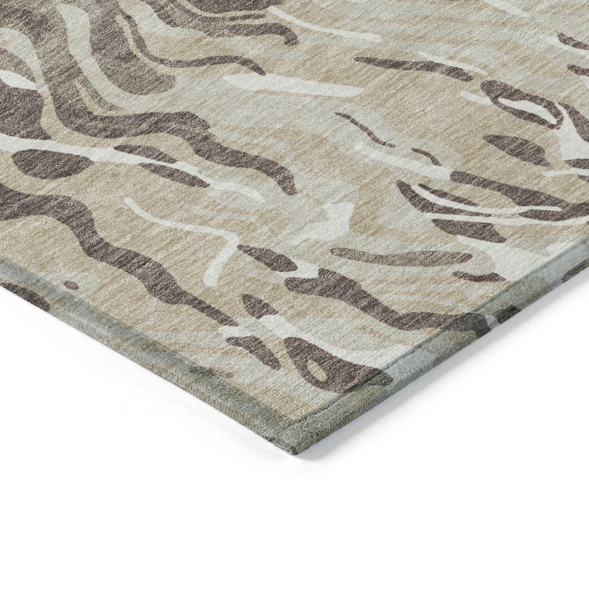 9' X 12' Beige Brown And Ivory Abstract Washable Indoor Outdoor Area Rug - Look Good Store