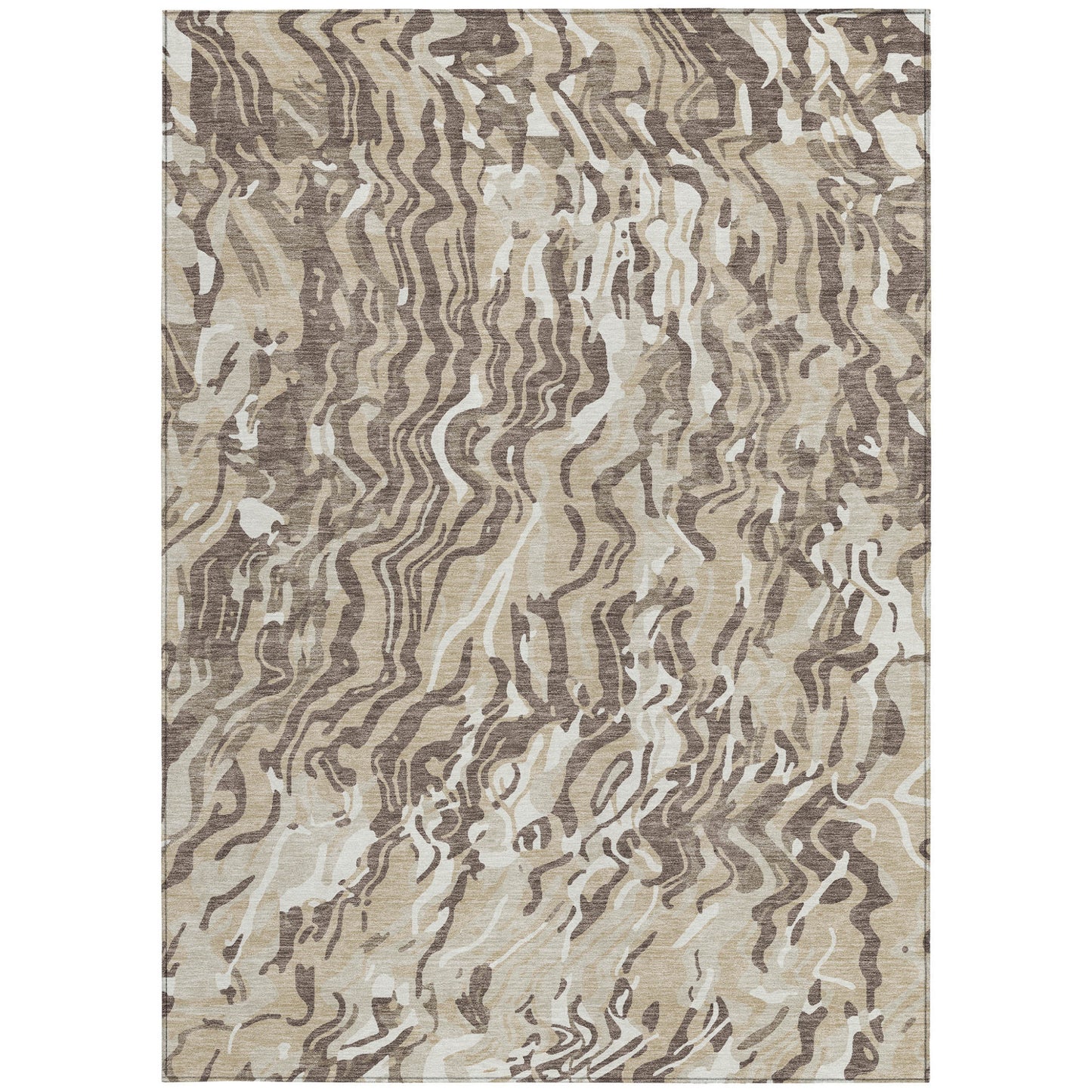 9' X 12' Beige Brown And Ivory Abstract Washable Indoor Outdoor Area Rug - Look Good Store