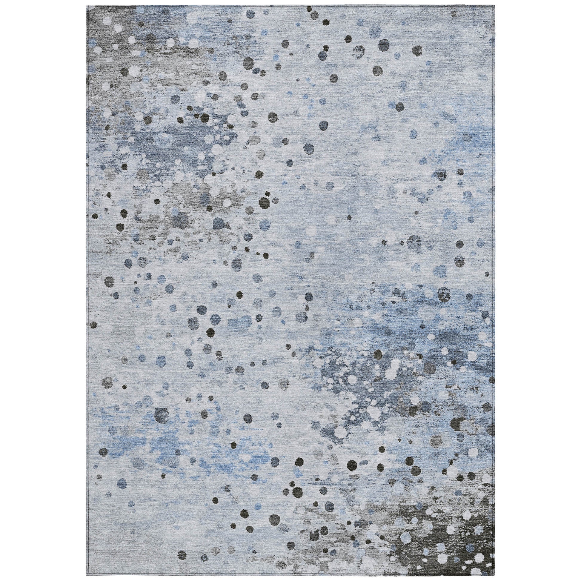 8' X 10' Sky Blue And Gray Abstract Washable Indoor Outdoor Area Rug - Look Good Store