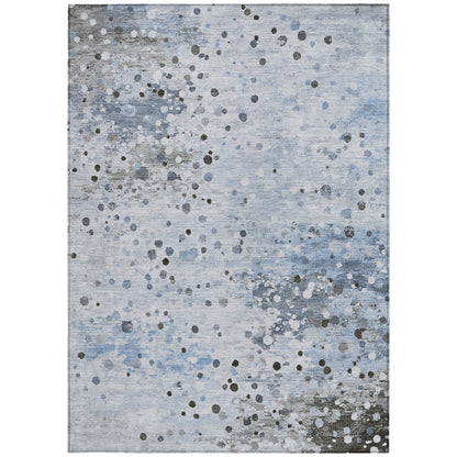 8' X 10' Sky Blue And Gray Abstract Washable Indoor Outdoor Area Rug - Look Good Store