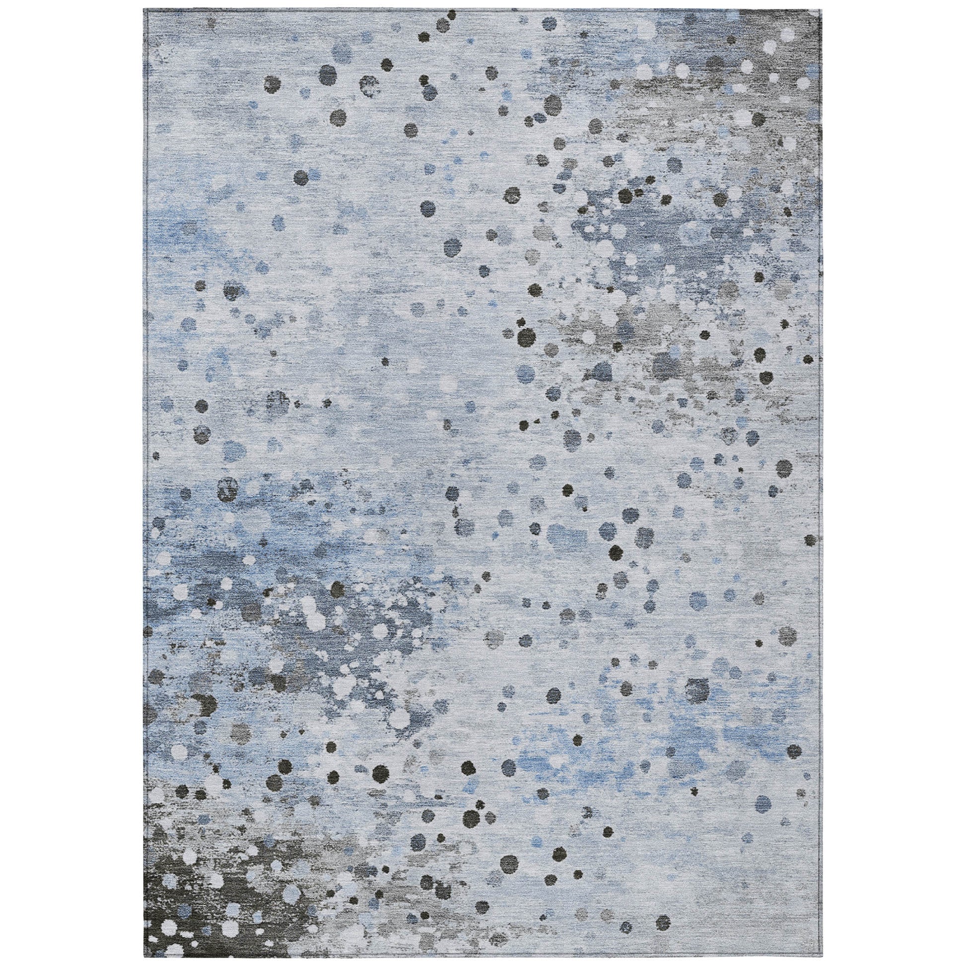 8' X 10' Sky Blue And Gray Abstract Washable Indoor Outdoor Area Rug - Look Good Store
