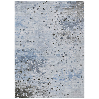 8' X 10' Sky Blue And Gray Abstract Washable Indoor Outdoor Area Rug - Look Good Store