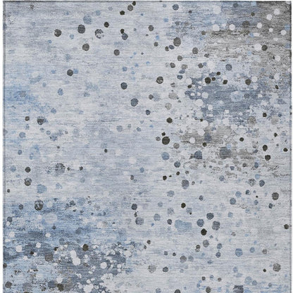 8' X 10' Sky Blue And Gray Abstract Washable Indoor Outdoor Area Rug - Look Good Store