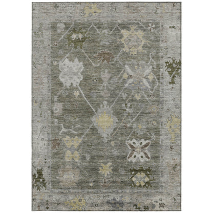 10' X 14' Pewter And Gold Tribal Washable Indoor Outdoor Area Rug - Look Good Store