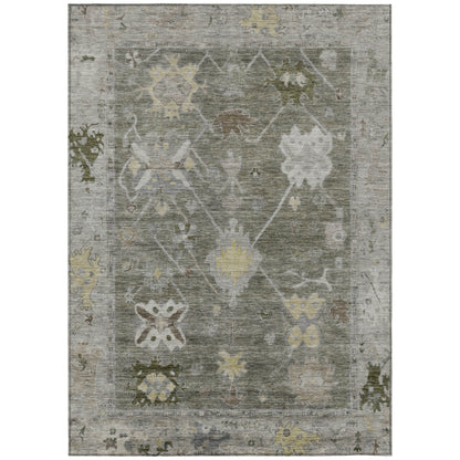 10' X 14' Pewter And Gold Tribal Washable Indoor Outdoor Area Rug - Look Good Store