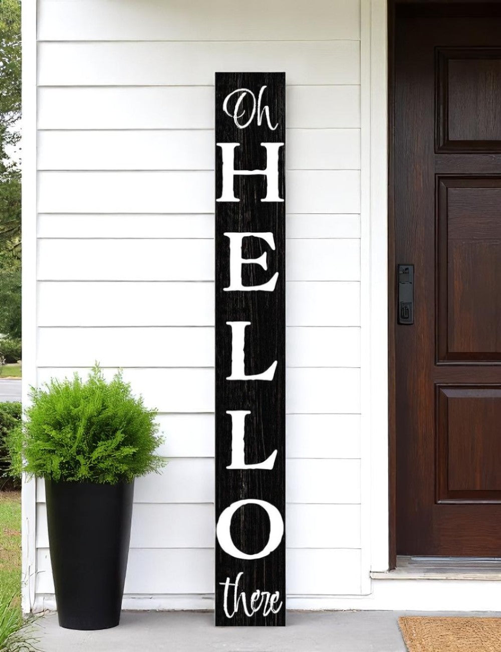 72" Black And White Solid Wood Hello There Porch Sign - Look Good Store