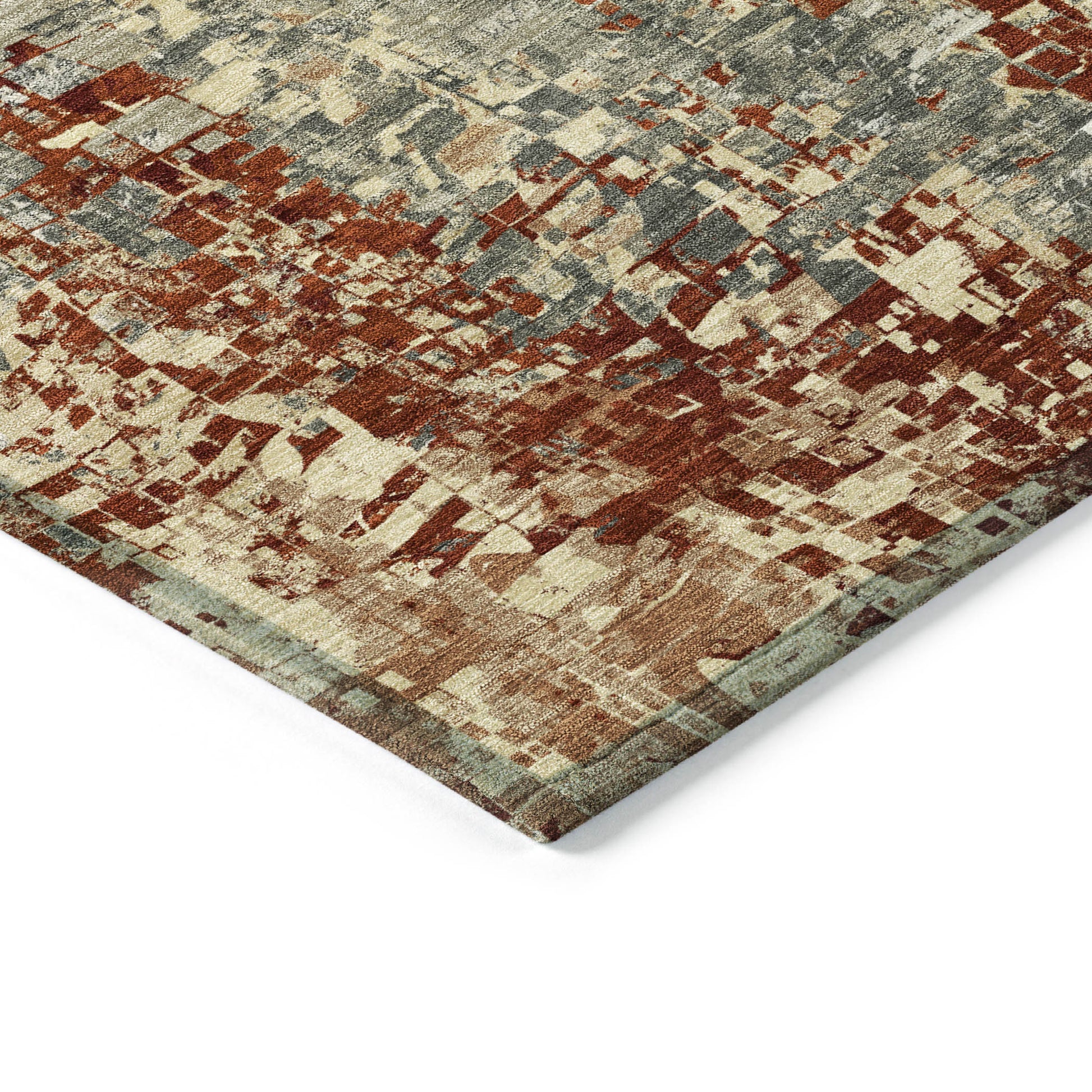 9' X 12' Pewter Rust And Gray Abstract Washable Indoor Outdoor Area Rug - Look Good Store
