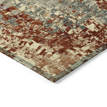 9' X 12' Pewter Rust And Gray Abstract Washable Indoor Outdoor Area Rug - Look Good Store