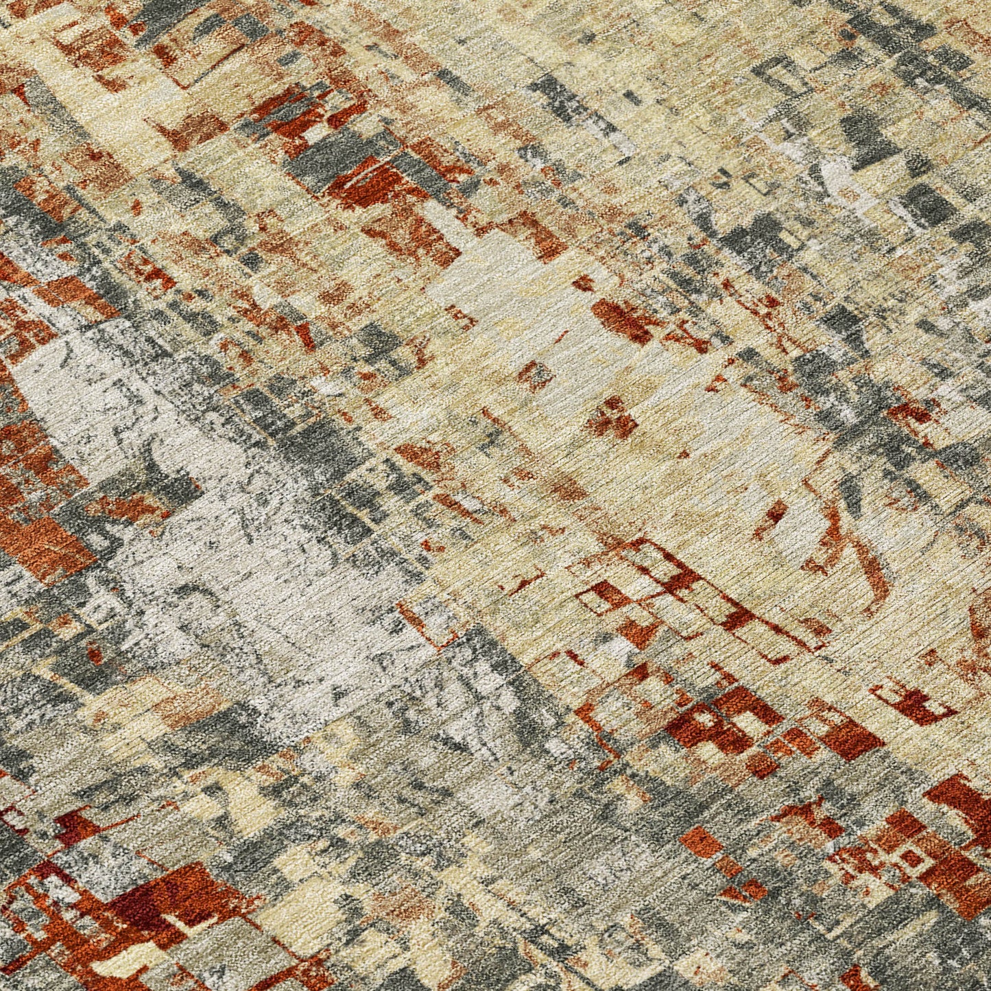 9' X 12' Pewter Rust And Gray Abstract Washable Indoor Outdoor Area Rug - Look Good Store