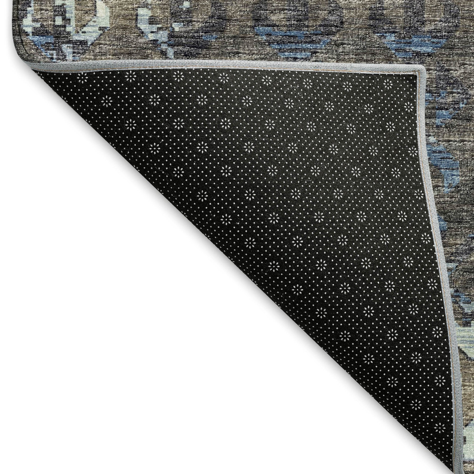 5' X 8' Burnished Brown And Blue Tribal Washable Area Rug With UV Protection - Look Good Store