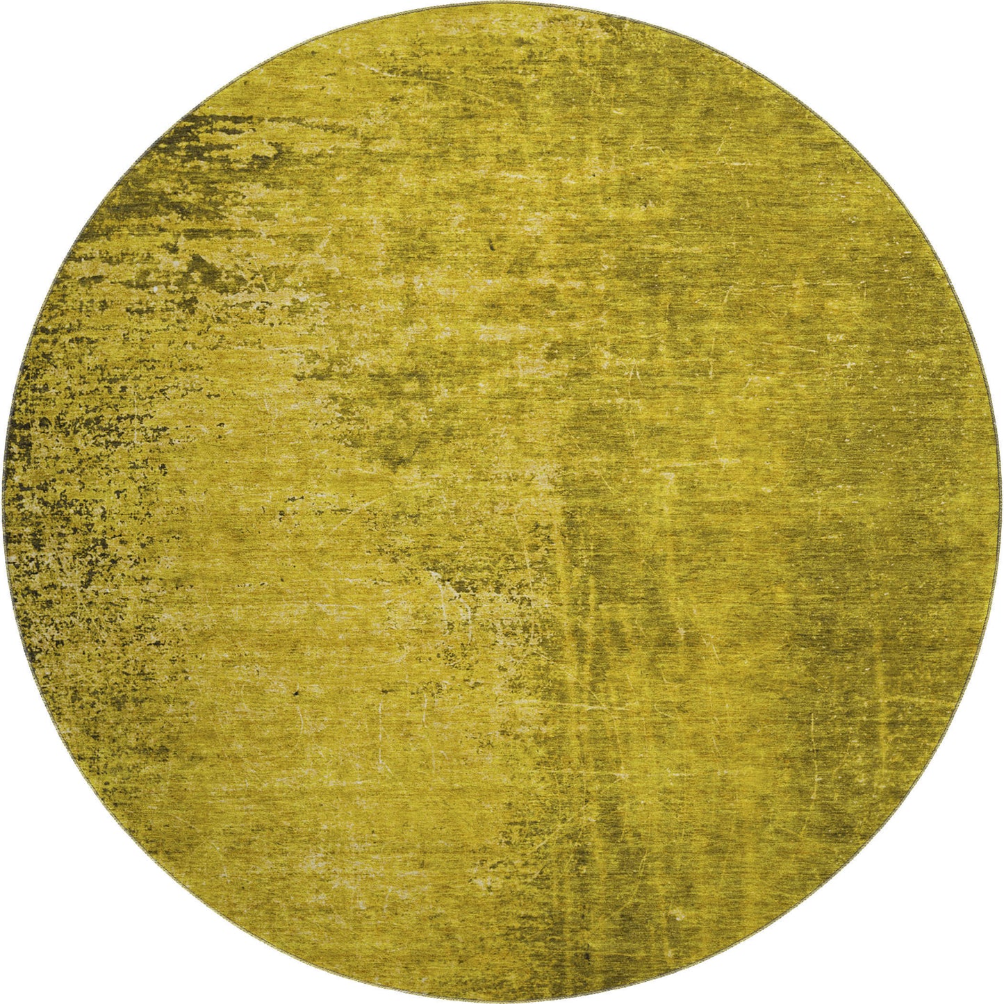 8' Gold And Gray Abstract Washable Round Rug With UV Protection - Look Good Store