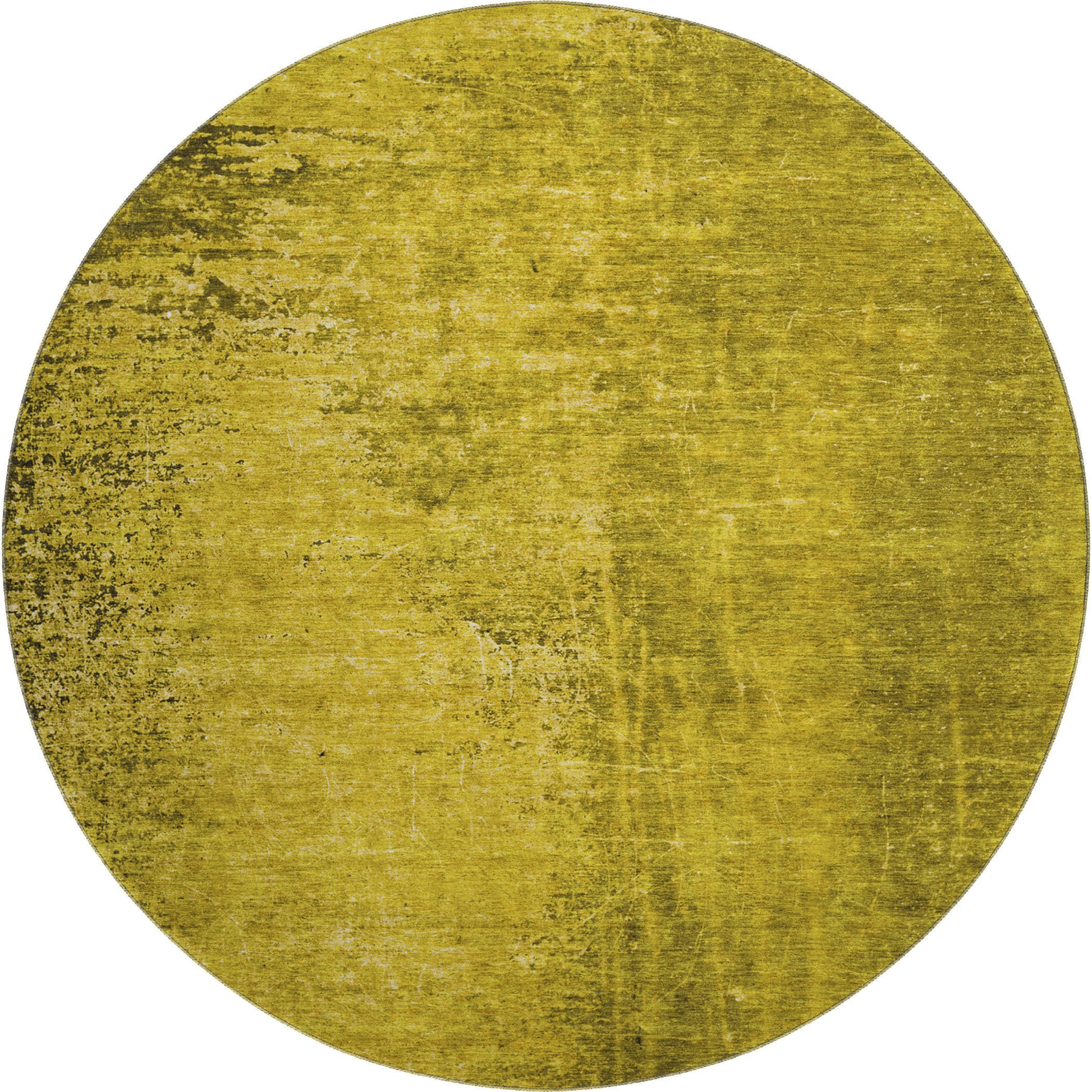 8' Gold And Gray Abstract Washable Round Rug With UV Protection - Look Good Store