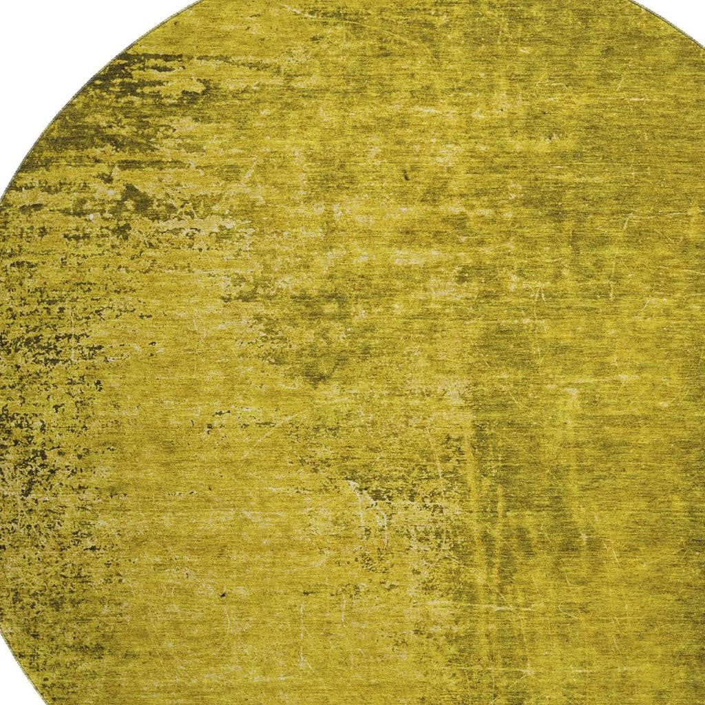 8' Gold And Gray Abstract Washable Round Rug With UV Protection - Look Good Store