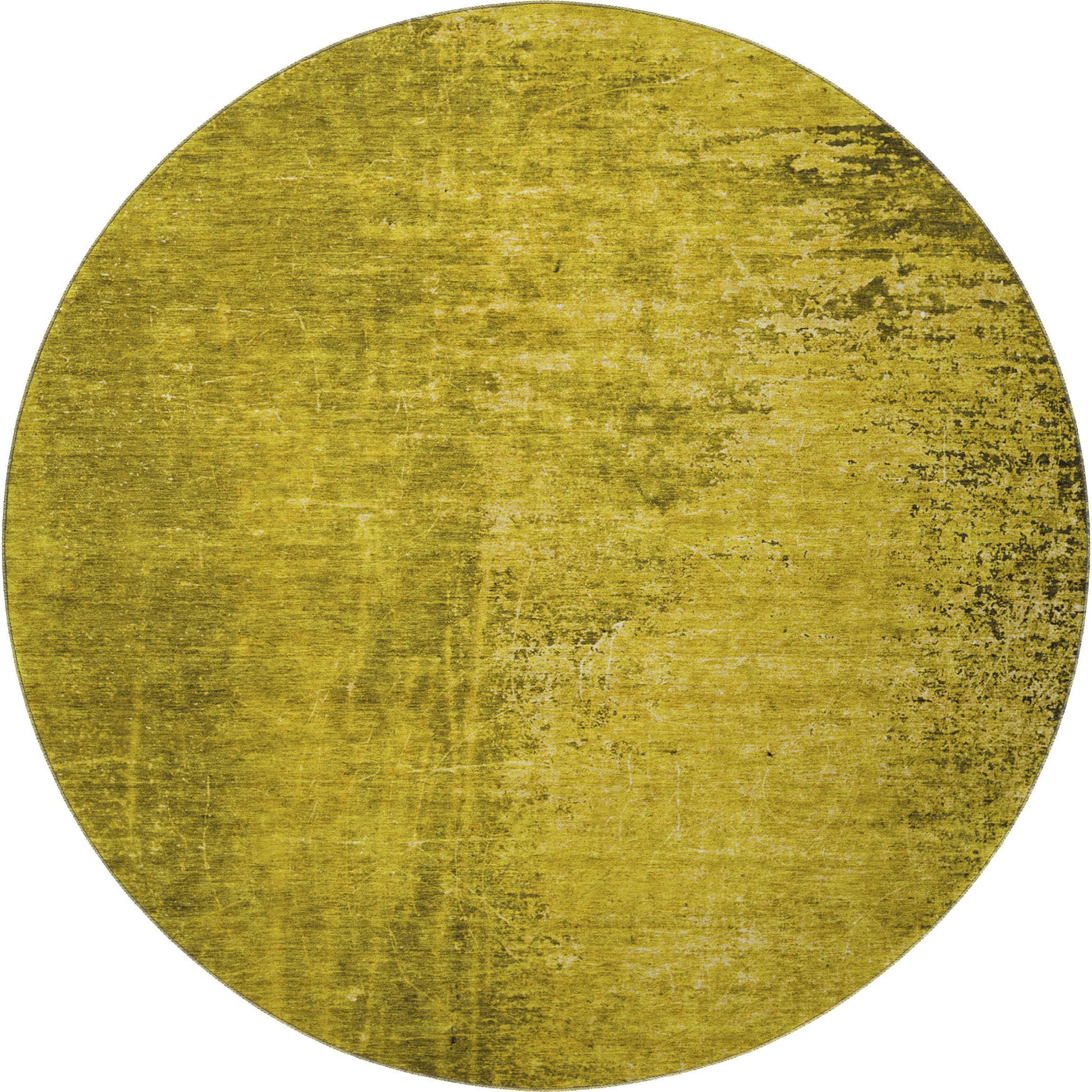 8' Gold And Gray Abstract Washable Round Rug With UV Protection - Look Good Store